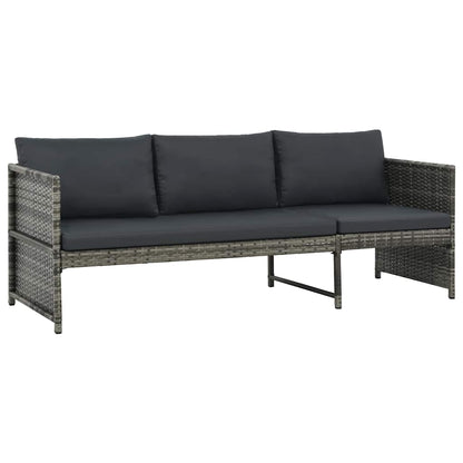3 Piece Garden Lounge Set with Cushions Poly Rattan Grey