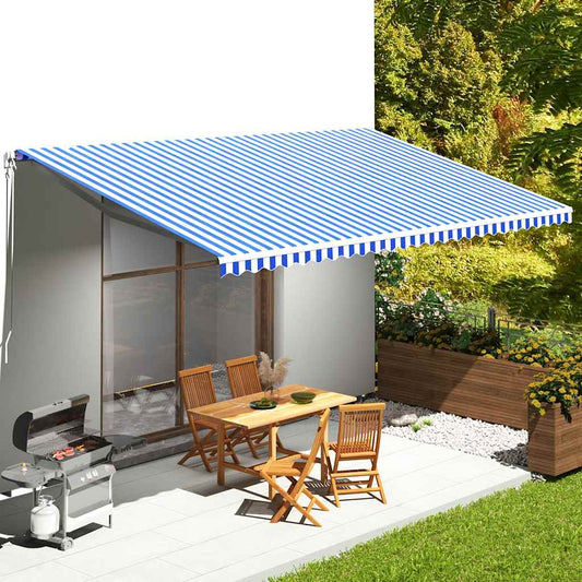 Awning Replacement Fabric Blue and White 580x345 cm Polyester