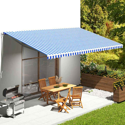 Awning Replacement Fabric Blue and White 600x350 cm Polyester