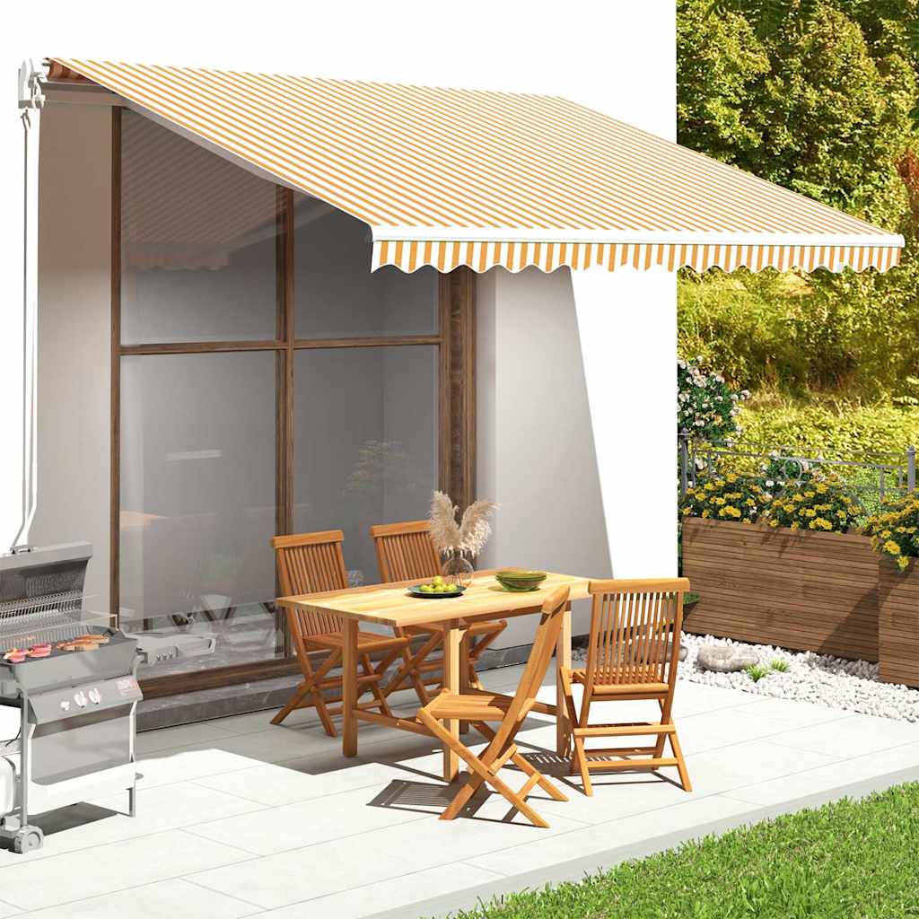 Awning Replacement Fabric Yellow and White 400x350 cm Polyester