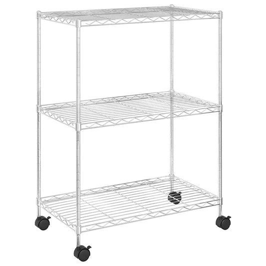 3-Tier Storage Rack with Wheels 60x35x81 cm Chrome 150 kg