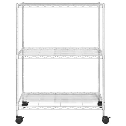 3-Tier Storage Rack with Wheels 60x35x81 cm Chrome 150 kg