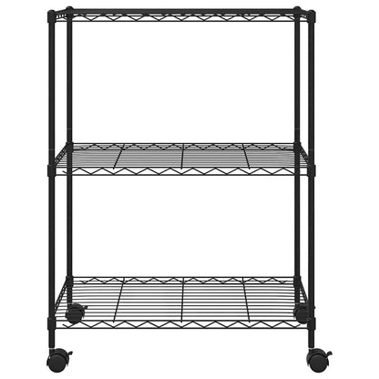 3-Tier Storage Rack with Wheels 60x35x81 cm Black 150 kg