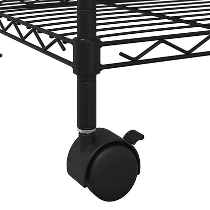 3-Tier Storage Rack with Wheels 60x35x81 cm Black 150 kg