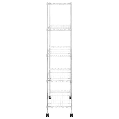 5-Tier Storage Shelf with Wheels 75x35x155 cm Chrome 250 kg
