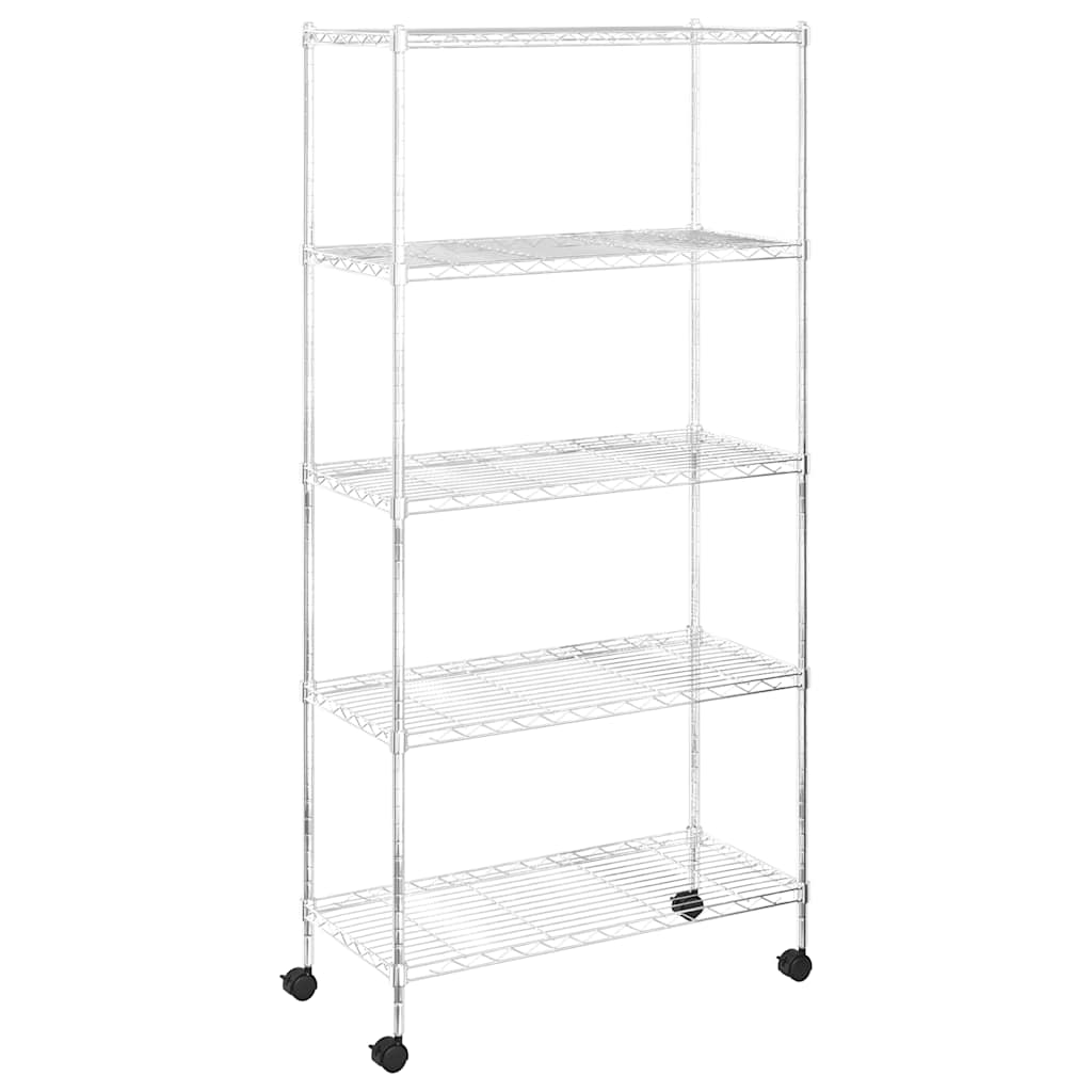 5-Tier Storage Shelf with Wheels 75x35x155 cm Chrome 250 kg
