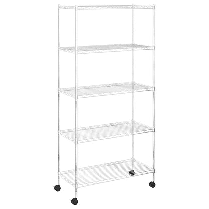 5-Tier Storage Shelf with Wheels 75x35x155 cm Chrome 250 kg