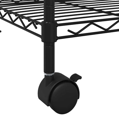 5-Tier Storage Shelf with Wheels 75x35x155 cm Black 250 kg