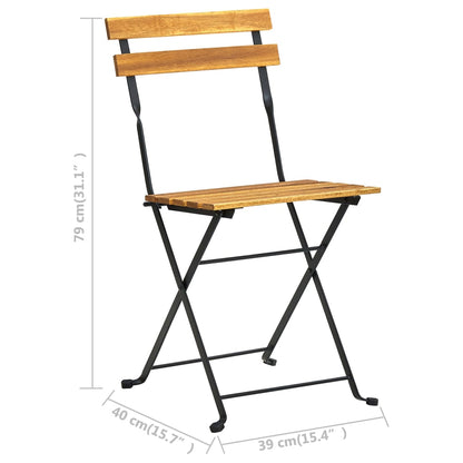 Bistro Chair | Set of 4 | Brown, Black | Solid Acacia wood, Steel