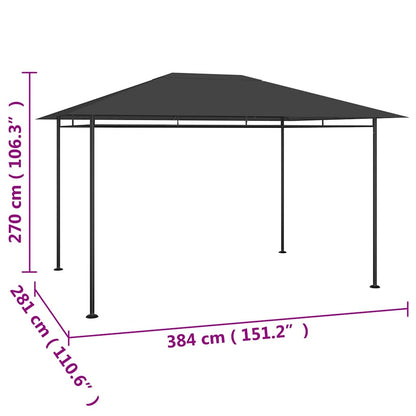 Gazebo 384x281x270 cm Anthracite 180 g/m²