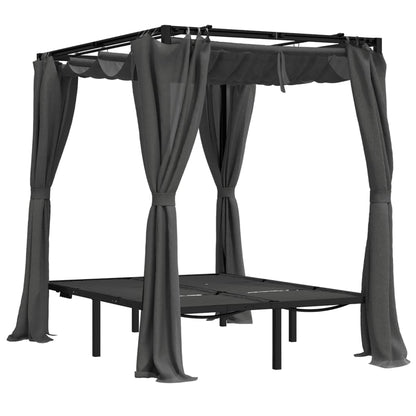 Sun Lounger With Curtains | Anthracite | Powder-coated steel, fabric