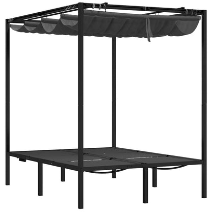 Sun Lounger With Curtains | Anthracite | Powder-coated steel, fabric