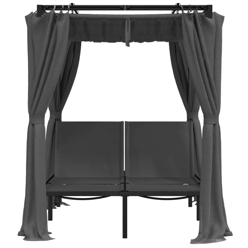 Sun Lounger With Curtains | Anthracite | Powder-coated steel, fabric