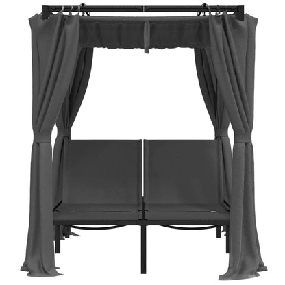 Sun Lounger With Curtains | Anthracite | Powder-coated steel, fabric