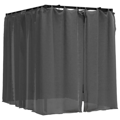Sun Lounger With Curtains | Anthracite | Powder-coated steel, fabric