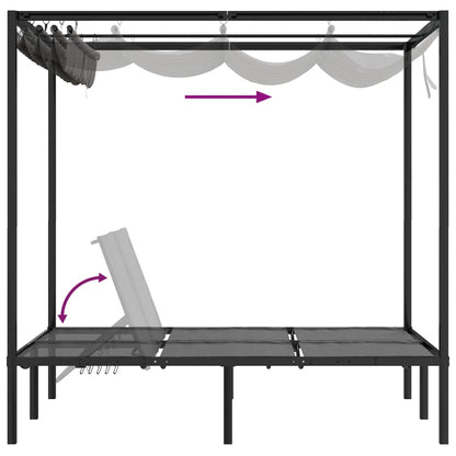 Sun Lounger With Curtains | Anthracite | Powder-coated steel, fabric
