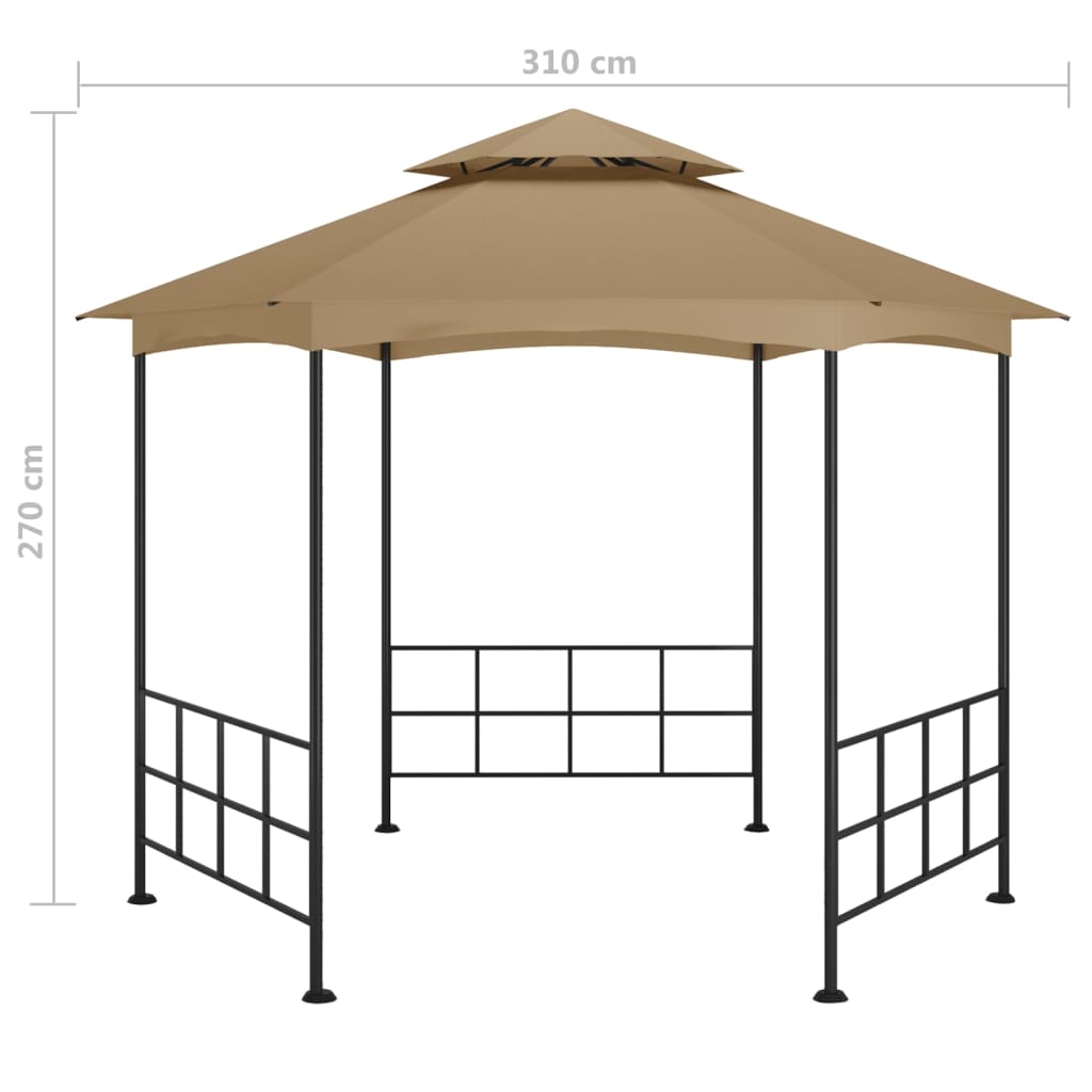 Gazebo with Sidewalls 3.1x2.7 m Taupe