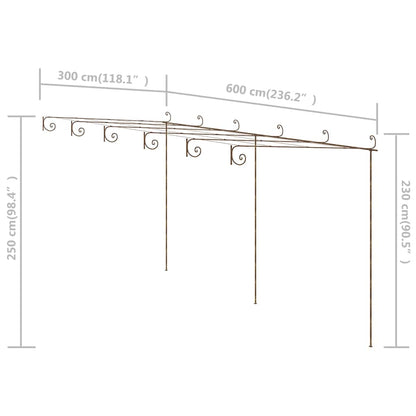 313999 vidaXL Garden Pergola Antique Brown 6x3x2,5 m Iron