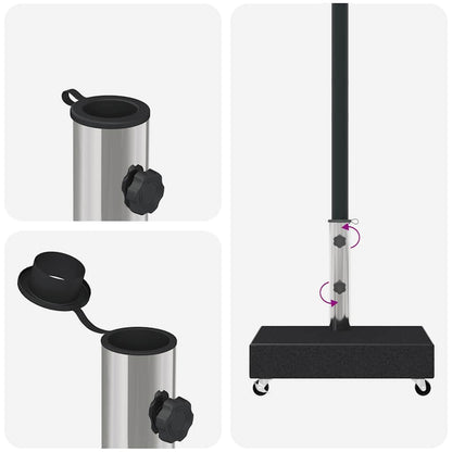 Umbrella Base | Black | Granite, Stainless Steel | Heavy Weight Endurance