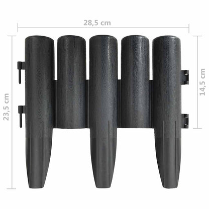 Lawn Edgings 36 pcs Anthracite 10 m PP