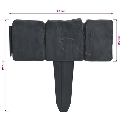 Lawn Fence Stone Look 41 pcs Plastic 10 m