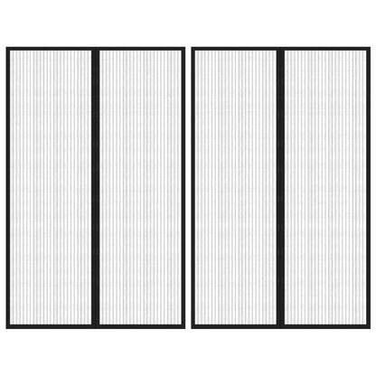 Insect Door Curtains 2 pcs with Magnet Blocks Black 220x130 cm