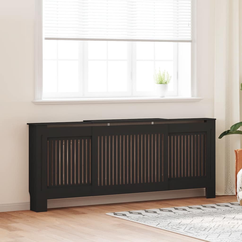 Engineered Wood Radiator Cover Black 205 cm