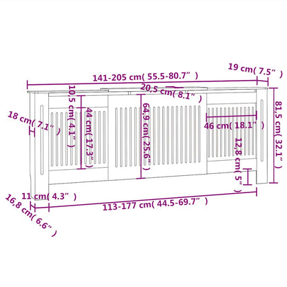 MDF Radiator Cover Grey 205 cm