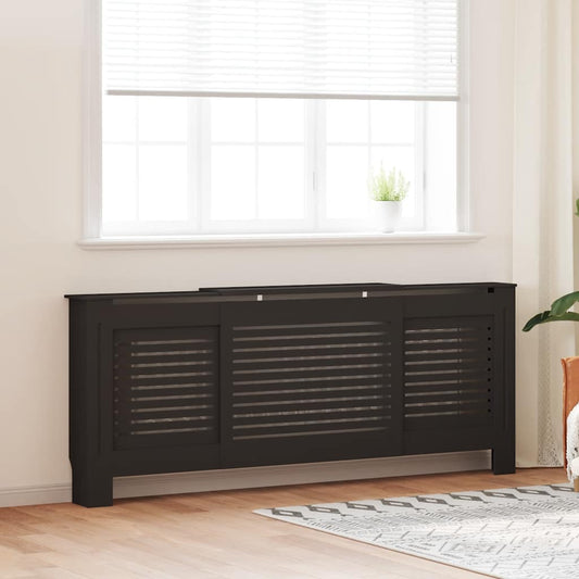 325552 vidaXL MDF Radiator Cover Black 205 cm