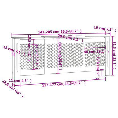 MDF Radiator Cover Grey 205 cm