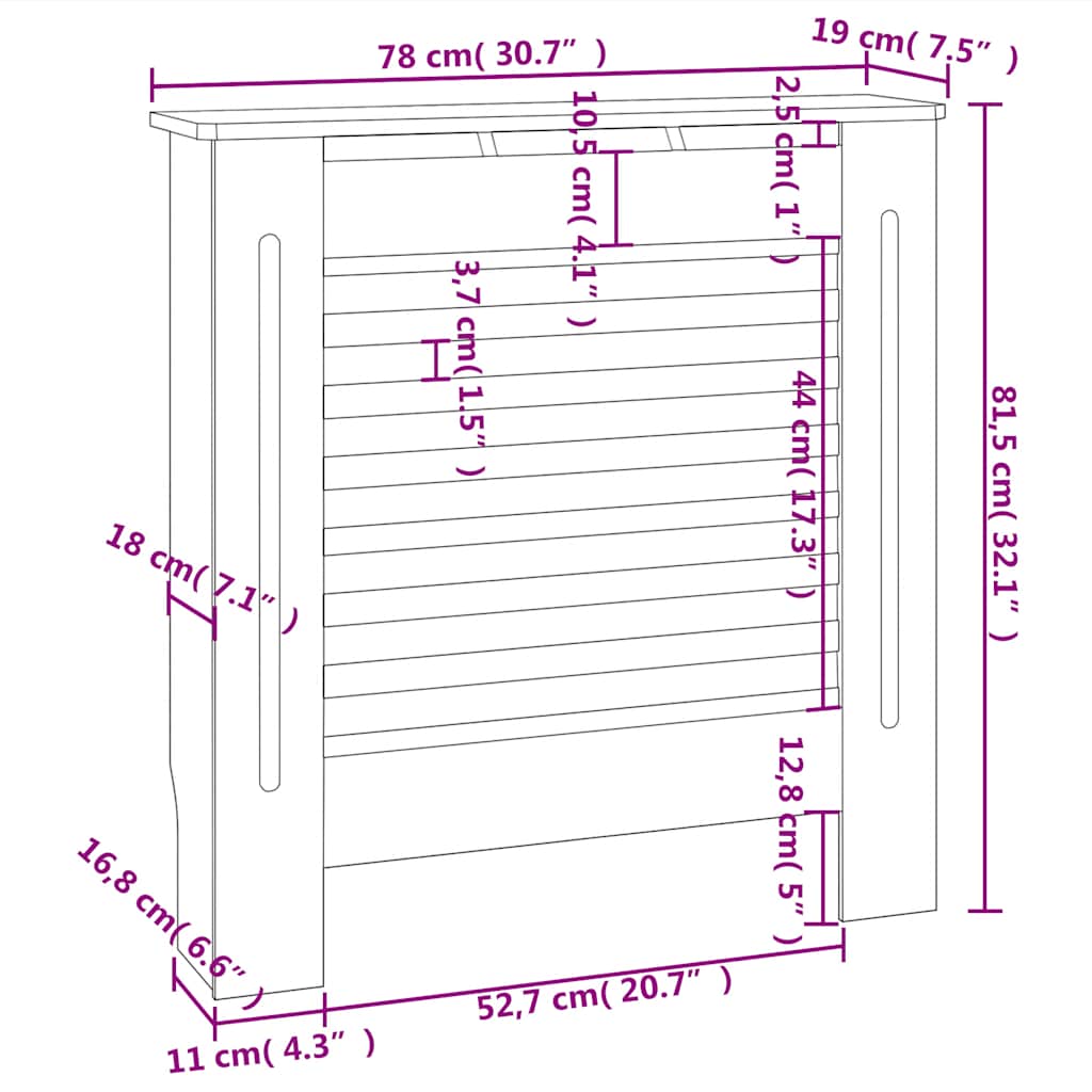 MDF Radiator Cover 78 cm