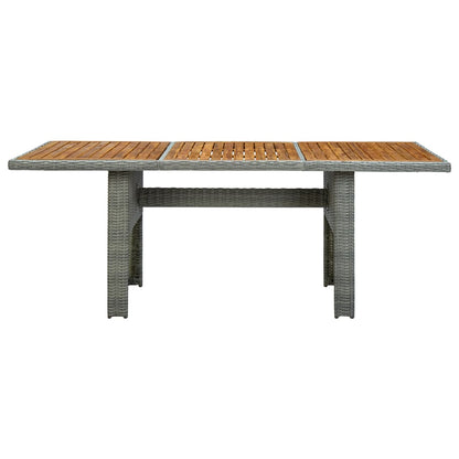 Garden Table Light Grey Poly Rattan and Solid Acacia Wood