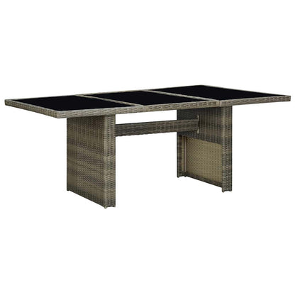 313313 vidaXL Garden Table Brown Poly Rattan and Tempered Glass