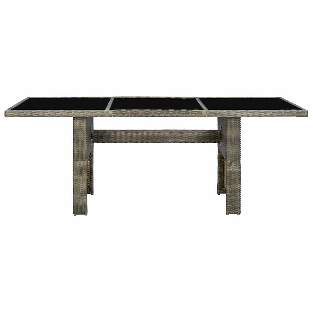 313313 vidaXL Garden Table Brown Poly Rattan and Tempered Glass