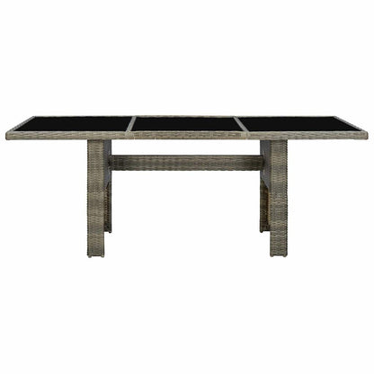 313313 vidaXL Garden Table Brown Poly Rattan and Tempered Glass
