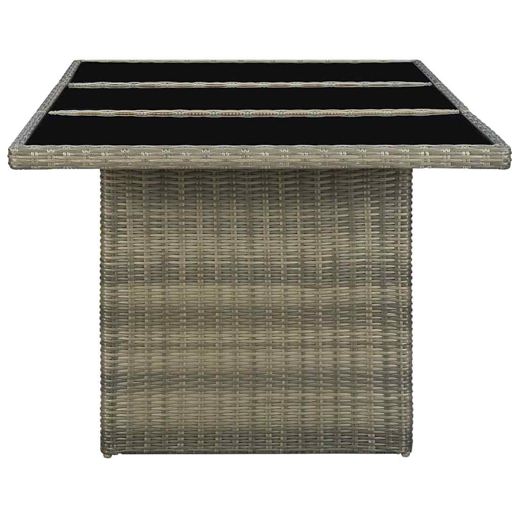 313313 vidaXL Garden Table Brown Poly Rattan and Tempered Glass