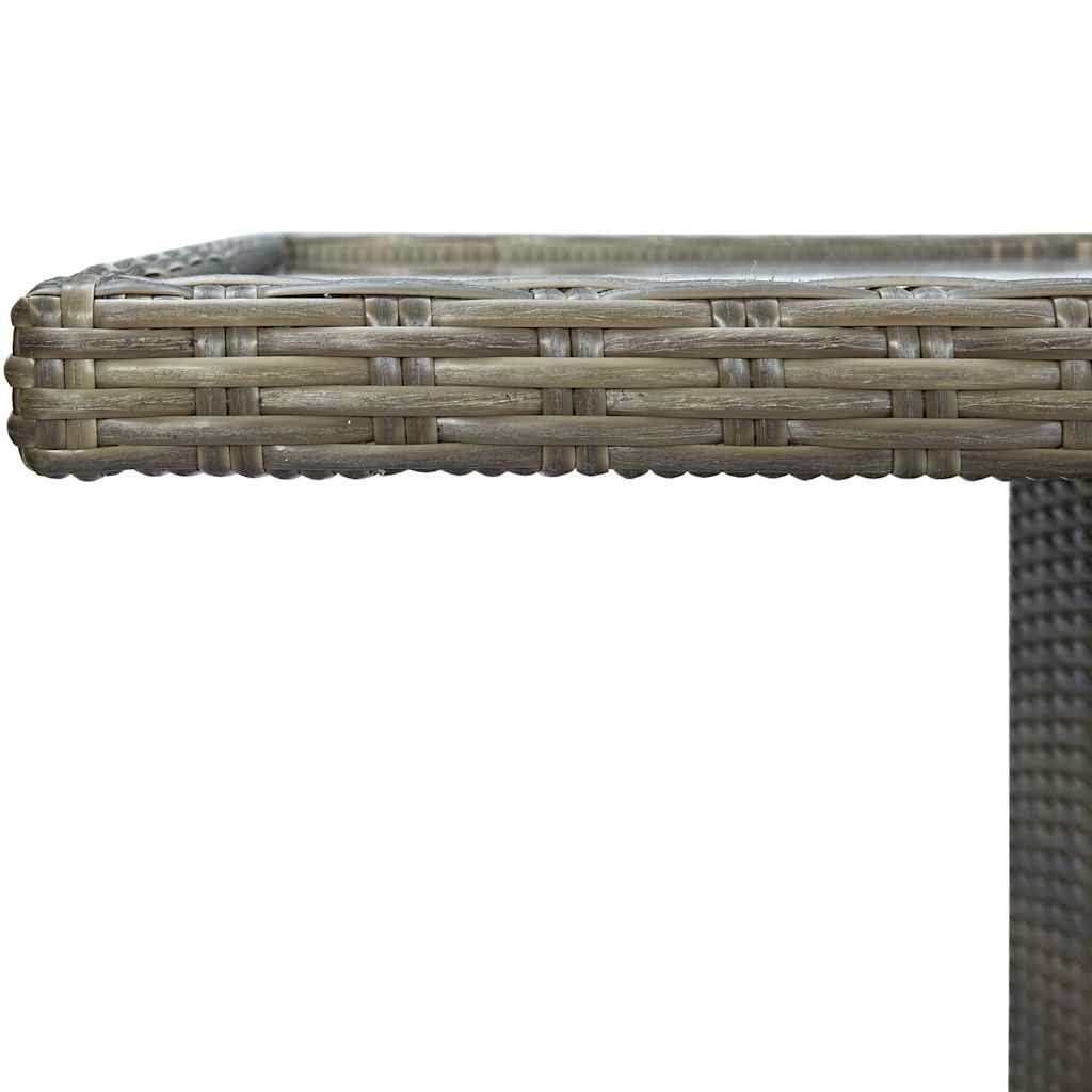 313313 vidaXL Garden Table Brown Poly Rattan and Tempered Glass