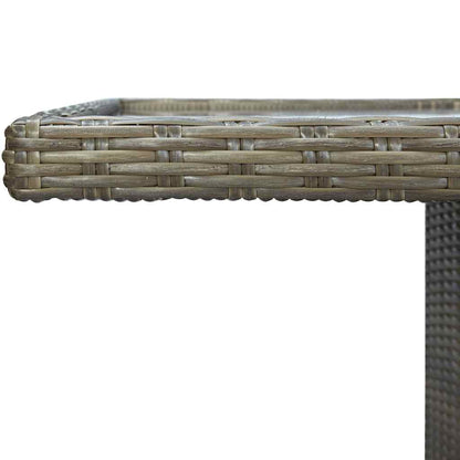 313313 vidaXL Garden Table Brown Poly Rattan and Tempered Glass