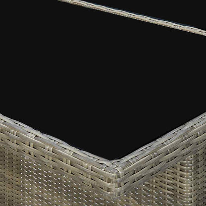 313313 vidaXL Garden Table Brown Poly Rattan and Tempered Glass