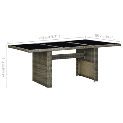 313313 vidaXL Garden Table Brown Poly Rattan and Tempered Glass