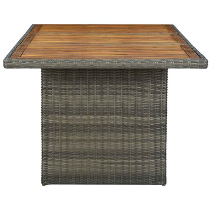 Garden Table Brown Poly Rattan and Solid Acacia Wood