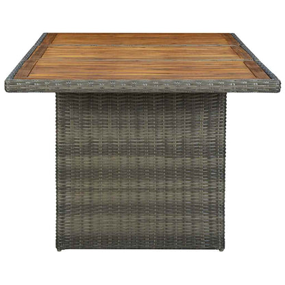 313314 vidaXL Garden Table Brown Poly Rattan and Solid Acacia Wood