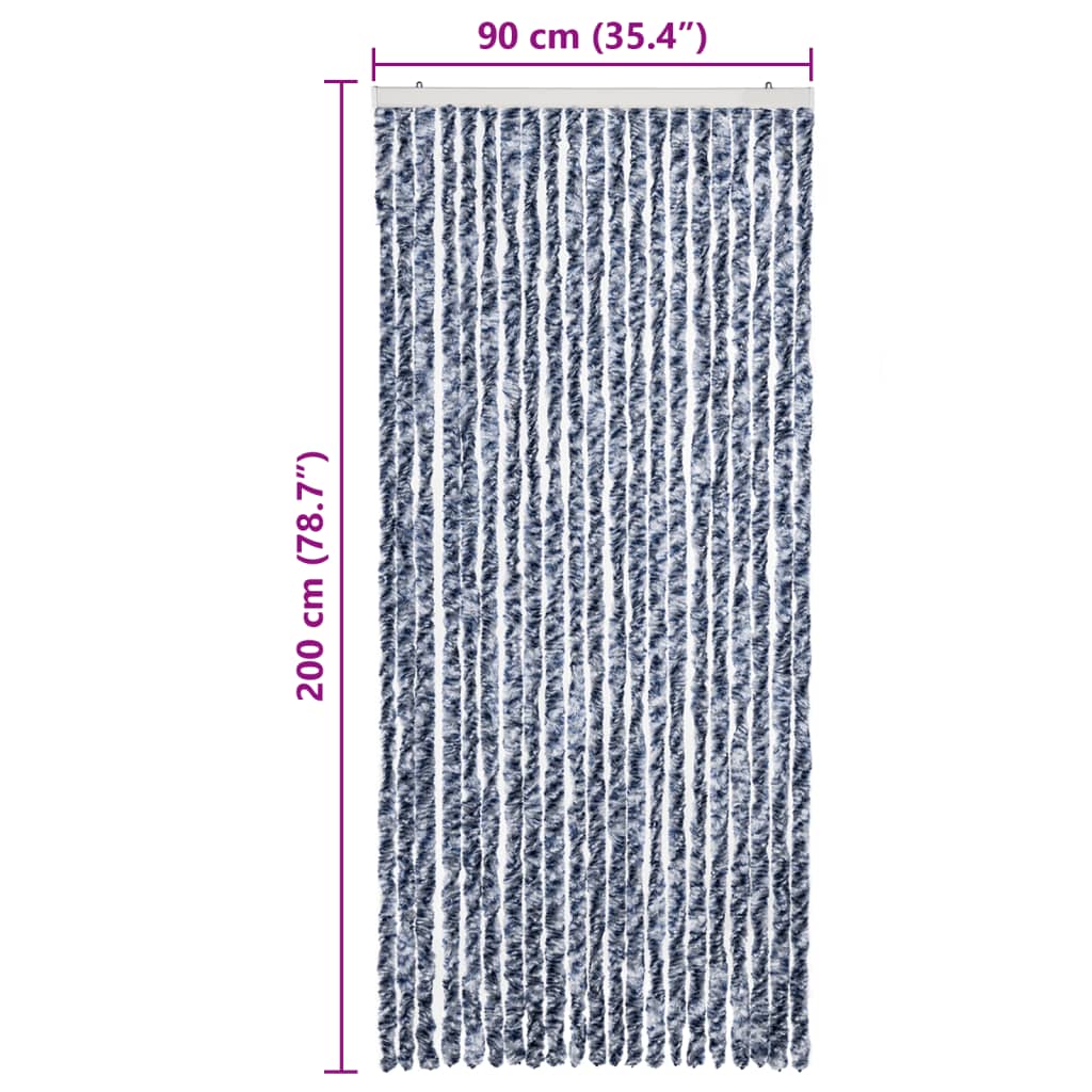 Insect Curtain Blue and White 90x200 cm Chenille