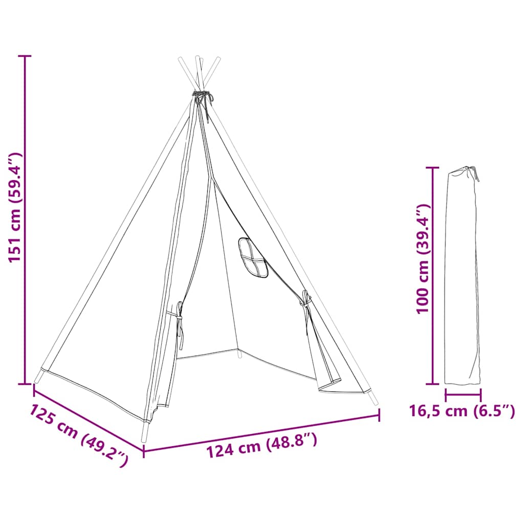 80270 vidaXL Children Teepee Tent with Bag Peach Skin Pink 120x120x150 cm