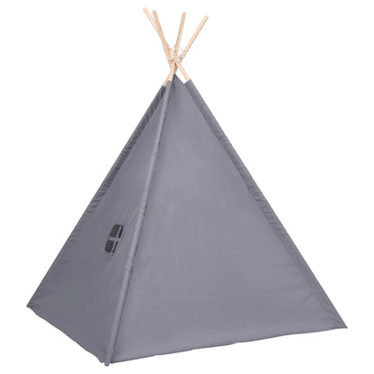 Children Teepee Tent with Bag Peach Skin Grey 120x120x150 cm