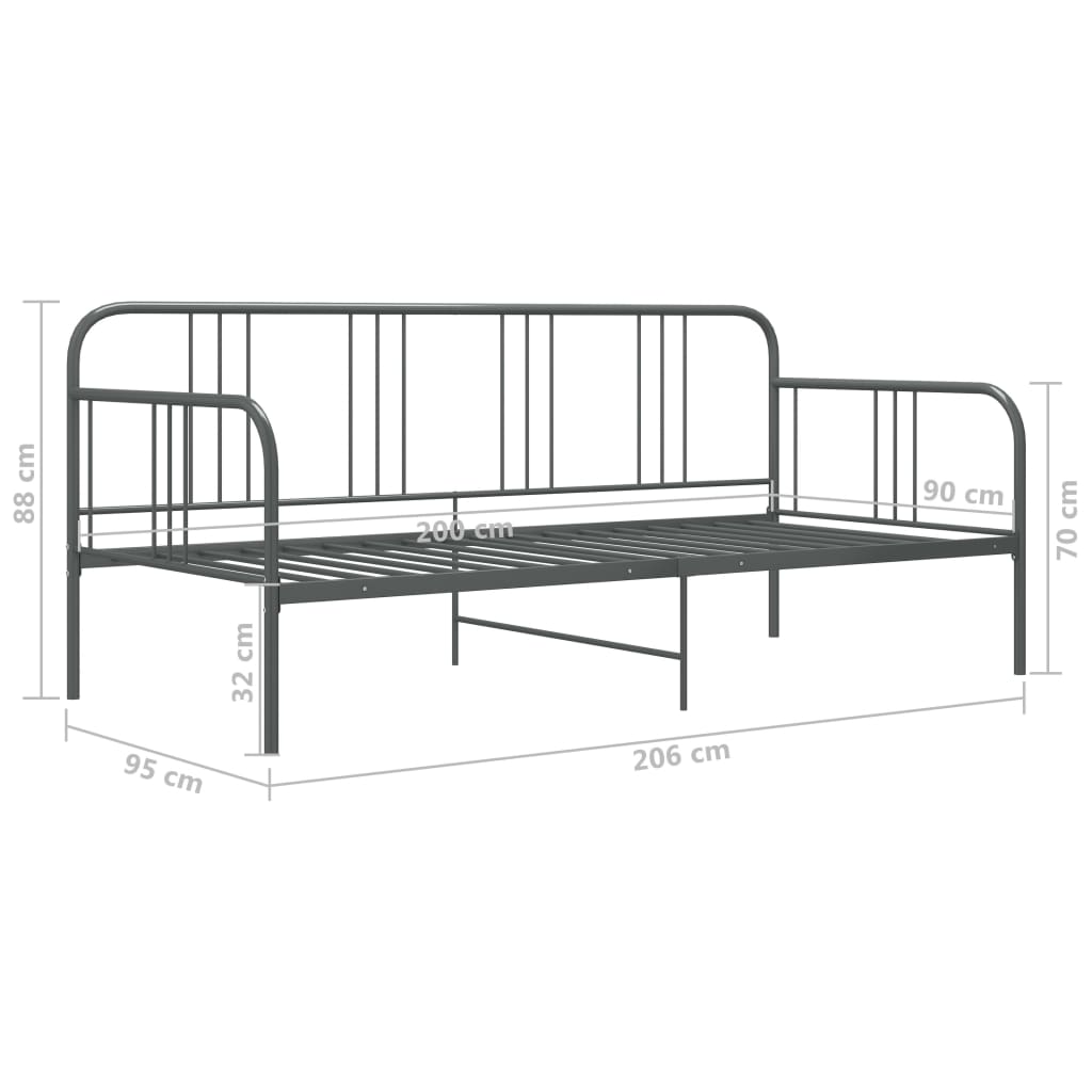 Sofa Bed Frame | Grey | Powder-coated metal | 90x200 cm
