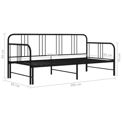 Sofa Bed Frame | Black | Powder-coated metal | 200 x 90 cm mattress size