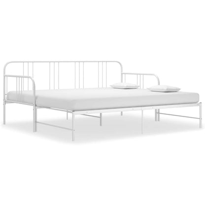 Pull-out Sofa Bed Frame without Mattress White Metal 90x200 cm