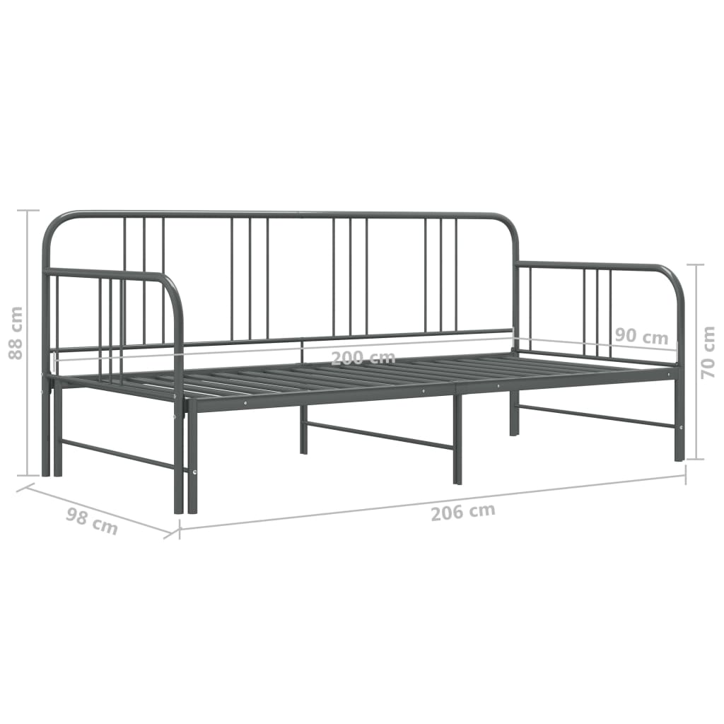 Sofa Bed Frame | Grey | Powder-coated metal | 90x200cm