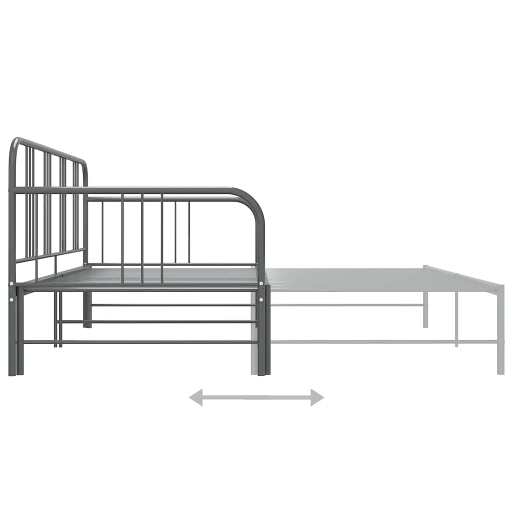 Pull-out Sofa Bed Frame without Mattress Grey Metal 90x200 cm